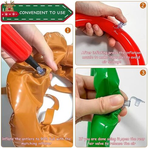 2 Set Inflatable Reindeer Antlers Ring Toss Game, Christmas Games, Indoor Outdoor Xmas Fun Games for Families Gifts(2 Antlers 8 Rings & 1 Hand-held Pump) in Saudi Arabia