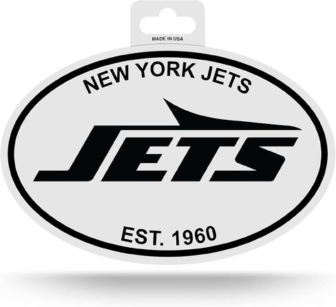 Rico Industries NFL Football New York Jets Oval Black and White Sticker in Saudi Arabia
