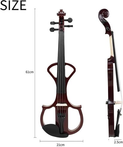 Professional Violin Set Electric Violin 4/4 With Bridge Headphones Playing Instrument(Wine Red) in Saudi Arabia