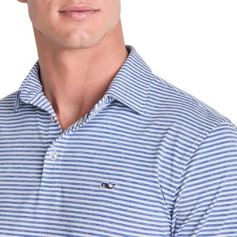 vineyard vines Heathered Winstead Sankaty Performance Polo, White Cap/Yacht Blue, S in Saudi Arabia