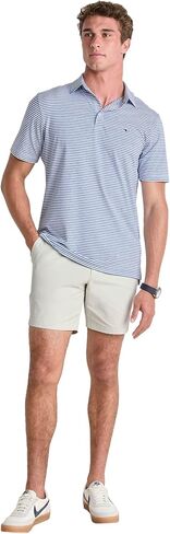 vineyard vines Heathered Winstead Sankaty Performance Polo, White Cap/Yacht Blue, S in Saudi Arabia