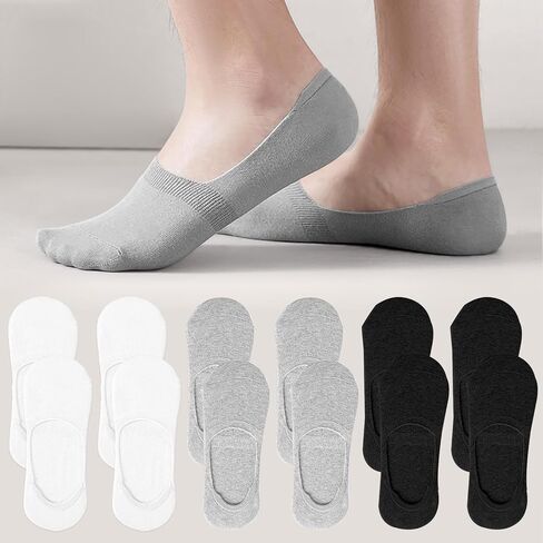 6/12 PCS Men's No Show Socks, Low Liner Socks with Silicone Heel Tabs, Non-Slip Design for Daily Wear and Casual Shoes in Saudi Arabia