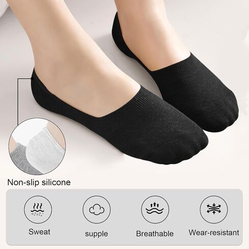 6/12 PCS Men's No Show Socks, Low Liner Socks with Silicone Heel Tabs, Non-Slip Design for Daily Wear and Casual Shoes in Saudi Arabia