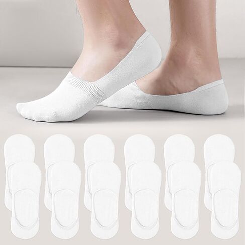 6/12 PCS Men's No Show Socks, Low Liner Socks with Silicone Heel Tabs, Non-Slip Design for Daily Wear and Casual Shoes in Saudi Arabia
