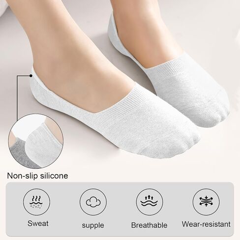 6/12 PCS Men's No Show Socks, Low Liner Socks with Silicone Heel Tabs, Non-Slip Design for Daily Wear and Casual Shoes in Saudi Arabia
