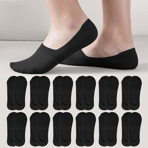 6/12 PCS Men's No Show Socks, Low Liner Socks with Silicone Heel Tabs, Non-Slip Design for Daily Wear and Casual Shoes in Saudi Arabia