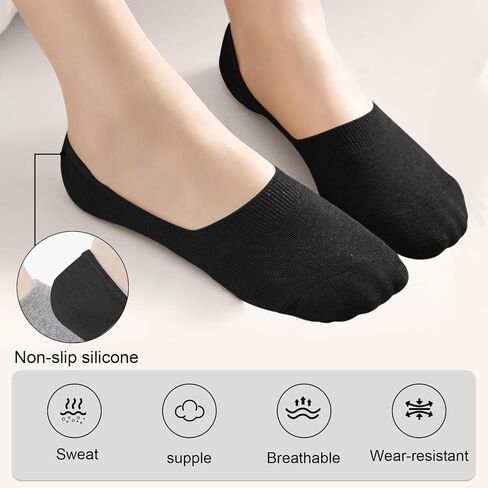6/12 PCS Men's No Show Socks, Low Liner Socks with Silicone Heel Tabs, Non-Slip Design for Daily Wear and Casual Shoes in Saudi Arabia
