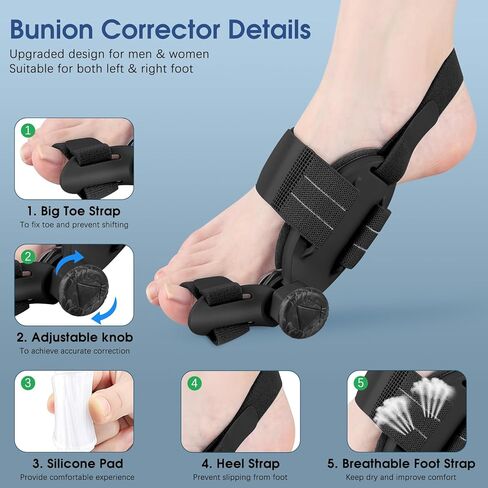 مصحح الورم للنساء والرجال إصبع القدم الكبير: إصلاح الورم قابل للتعديل لتخفيف آلام فصل إصبع القدم الكبير - جبيرة الورم العظمية مع مملس لمحاذاة أصابع القدم وتصحيح أروح القدم in Kuwait