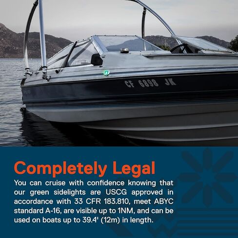 TRUE MODS مصباح ملاحة بحري LED باللون الأخضر على الجانب الأيمن [IP67 مقاوم للماء] [معتمد من USCG] [مقاوم للتآكل] رؤية ميل بحري واحد لقارب الصيد واليخت العائم حتى 39.4 بوصة (12 مترًا) in Kuwait