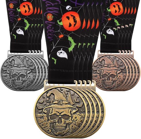 30 Pcs Halloween Medals Awards 2″ Skeleton Trophy Medals Bulk with Neck Ribbon Golden Best Costume Trophy Award for Halloween Party Prizes Skeleton Costume Contest in Saudi Arabia