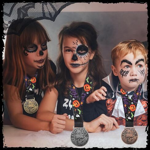 30 Pcs Halloween Medals Awards 2″ Skeleton Trophy Medals Bulk with Neck Ribbon Golden Best Costume Trophy Award for Halloween Party Prizes Skeleton Costume Contest in Saudi Arabia