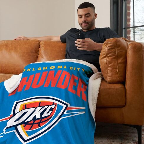 NORTHWEST NBA Oklahoma City Thunder Silk Touch Sherpa Throw Blanket, 50" x 60", High Block in Saudi Arabia