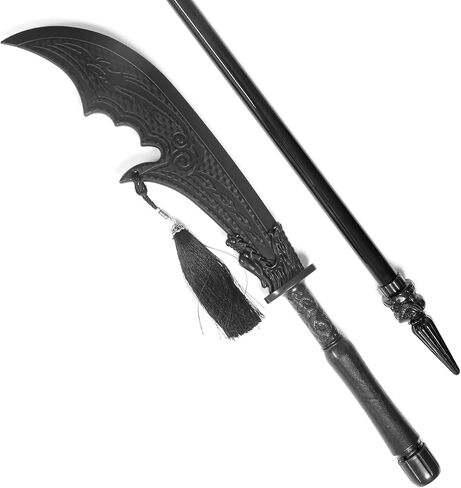 Green Dragon Crescent Blade - 73 Inch, Detachable (Split & Assemble), Guan Dao,Polypropylene (Durable), Black with Tassel - Collection, Cosplay, Decoration in Saudi Arabia