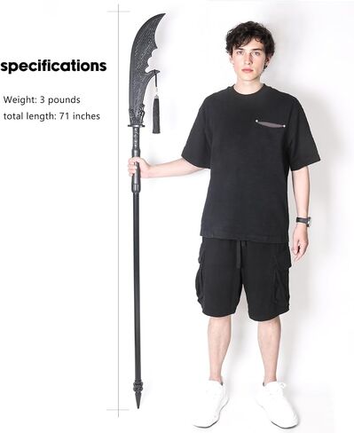 Green Dragon Crescent Blade - 73 Inch, Detachable (Split & Assemble), Guan Dao,Polypropylene (Durable), Black with Tassel - Collection, Cosplay, Decoration in Saudi Arabia