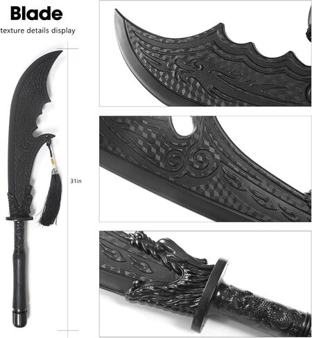Green Dragon Crescent Blade - 73 Inch, Detachable (Split & Assemble), Guan Dao,Polypropylene (Durable), Black with Tassel - Collection, Cosplay, Decoration in Saudi Arabia