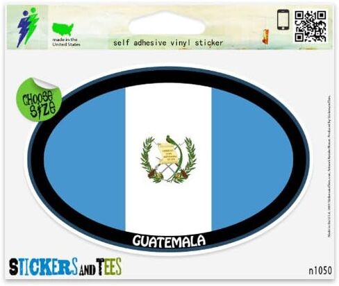 Guatemala Euro Flag Oval Vinyl Car Bumper Window Sticker 3" x 2" in Saudi Arabia