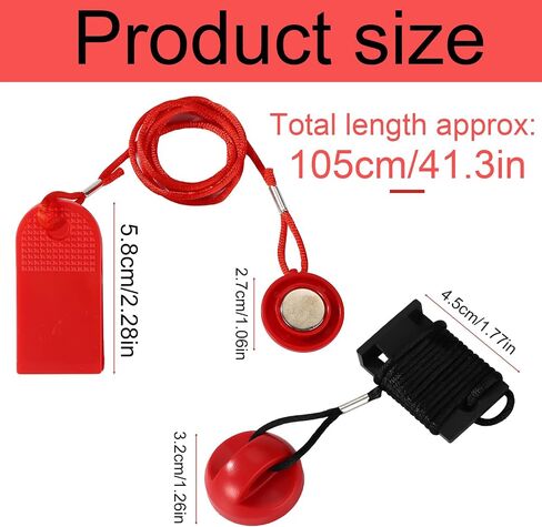 2pcs Universal Treadmill Magnet Safety Key with Clip, Treadmill Emergency Stop Key Replacement for Most Running Machines (Black & Red) in Saudi Arabia