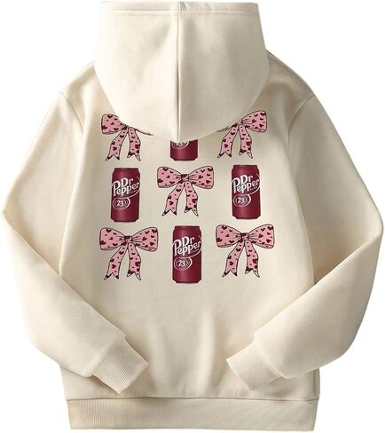 Girl's Bow Graphic Cute Hoodies Long Sleeve Hooded Pullover Sweatshirts Fall Outfits in Saudi Arabia