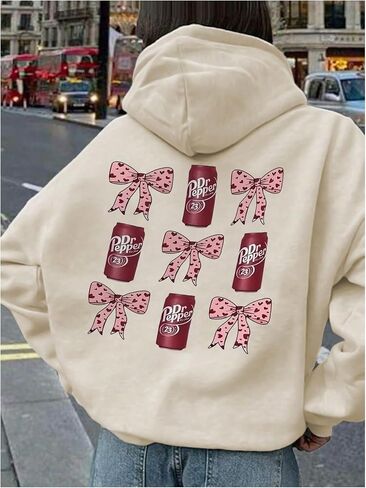 Girl's Bow Graphic Cute Hoodies Long Sleeve Hooded Pullover Sweatshirts Fall Outfits in Saudi Arabia