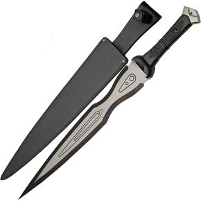 BTX 31" Achilles Sword – Full Tang 1060 Carbon Steel Sword with TPR Handle, Two-Tone Finish & Leather Scabbard for Combat, Display & Cosplay in Saudi Arabia
