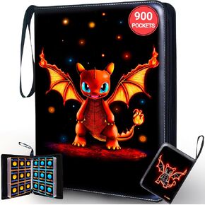 Card Binder 9-Pocket - 900 Pockets Card Holder Album with 50 Removable Sleeves for Standard Size Cards - Trading Card Binder - TCG Binder - Gift for Boys and Girls in Saudi Arabia