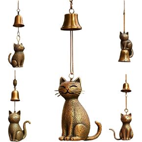Cat Wind Chime,Unique Chimes Garden Decor,Cats Statue Themed Gifts,Wind Chimes,Hanging Memorial Ornaments,Porch,Yard,Home Hanging Ornament(E) in Saudi Arabia