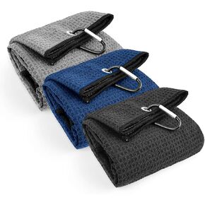 3 Pack Golf Towel with Carabiner Clips,16 x 16 Inches Microfiber Waffle Cleaning Towels for Golf Club(Small) in Saudi Arabia