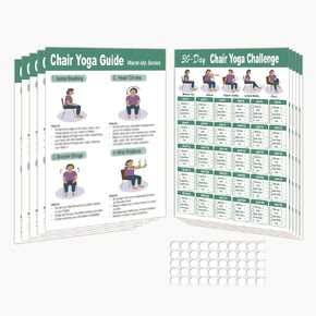 Chair Yoga Poster for Seniors & Beginners – Set of 5 Illustrated Guides & 5 30-Day Challenges, Laminated Gentle Seated Exercise Charts for Mobility, Balance, Flexibility, Stretching & Home Fitness in Kuwait