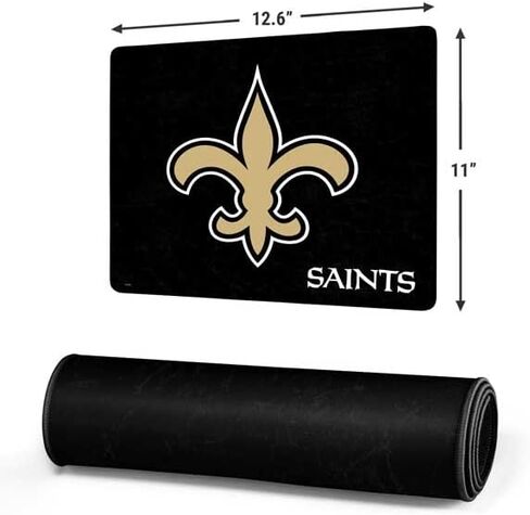 Skinit Small Gaming Mouse Pad - Officially Licensed New Orleans Saints Distressed Design with Stitched Edges, Waterproof, Non-Slip Rubber Base, Desk Mat for Keyboard & Mouse, 12.6" x 11" inches in Saudi Arabia