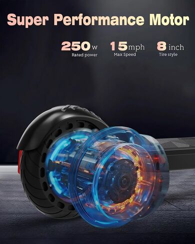 Electric Scooter 500W Peak Motor, 12 Miles Range & 15 MPH, 8" Flat-Free Tires, UL Certified, Foldable Electric Scooter for Adults, Teens and Big Kids in Saudi Arabia
