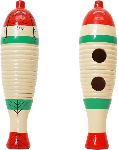 أداة جويرو على شكل سمكة ملونة، آلات موسيقية قرع لاتينية، أدوات قرع الضفدع الخشبية مع أعواد الإيقاع، قرع لاتيني مع أعواد الإيقاع (قطعتان) in Kuwait