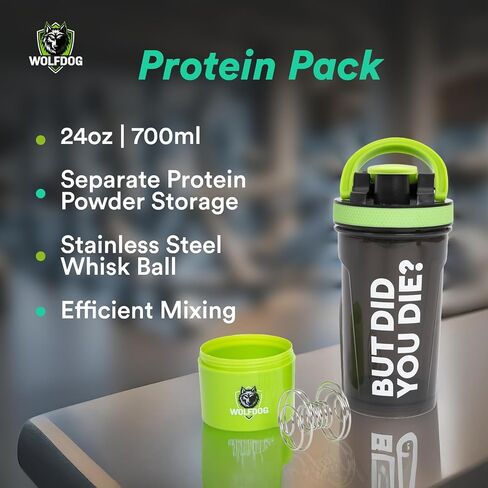 WOLFDOG Gym Water Bottle Set 3-Pack, Also for Creatine, Electrolytes, Hydrates & Smoothies, 74oz Large Leakproof Jug with Straw, 24oz Protein Shaker with Mixer Ball & Storage, 33oz Fast-Flow Bottle in Saudi Arabia