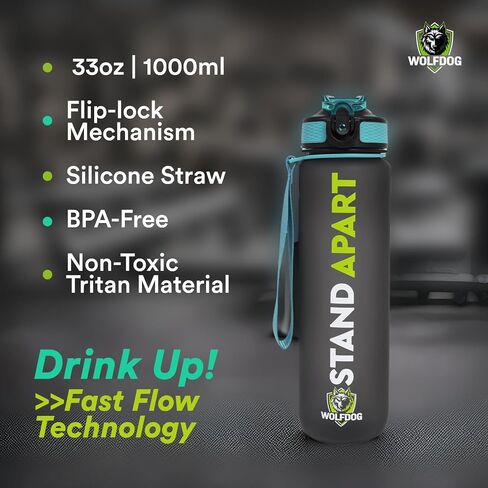 WOLFDOG Gym Water Bottle Set 3-Pack, Also for Creatine, Electrolytes, Hydrates & Smoothies, 74oz Large Leakproof Jug with Straw, 24oz Protein Shaker with Mixer Ball & Storage, 33oz Fast-Flow Bottle in Saudi Arabia