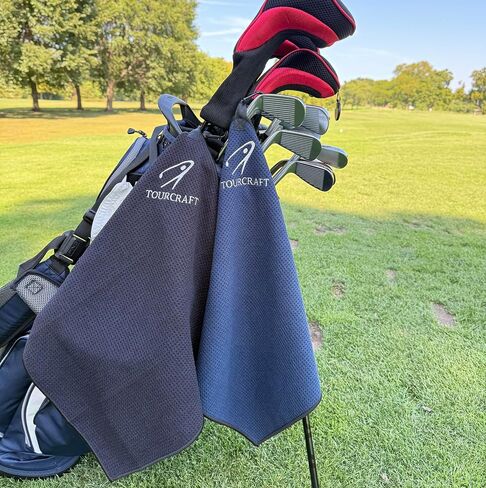 Magnetic Golf Towel for Cart or Clubs – Super-Absorbent Waffle Microfiber, Quick-Dry Design with Strong Magnet & Clip, 18x18 (Navy Blue) in Saudi Arabia