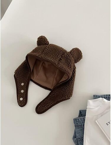 Pooyikoi Cute Little Bear Safety Helmet Polar Fleece Magnetic Buckle Y2K Men's and Women's Ear-Protection Lei Feng hat in Saudi Arabia