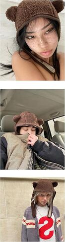 Pooyikoi Cute Little Bear Safety Helmet Polar Fleece Magnetic Buckle Y2K Men's and Women's Ear-Protection Lei Feng hat in Saudi Arabia