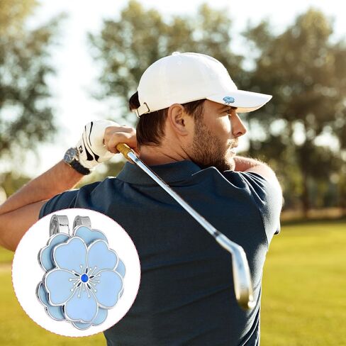2Pcs Magnetic Golf Ball Marker Hat Clip, Flower Shape Golf Marker Magnet Hat Clip, Stainless Steel Ball Bag Accessories for Men Women(Blue, Pink) in Saudi Arabia