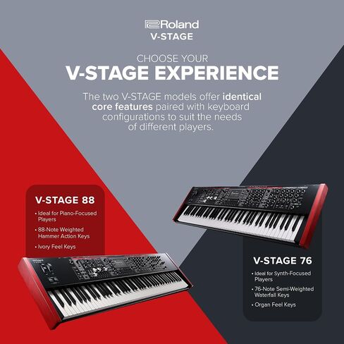 Roland V-STAGE 76 | Premium 76-Key Semi-Weighted Digital Keyboard | Ideal for Synth-Focused Players | Four Independent Sound Engines | Advanced Modeling Technology & Sound Customization in Saudi Arabia