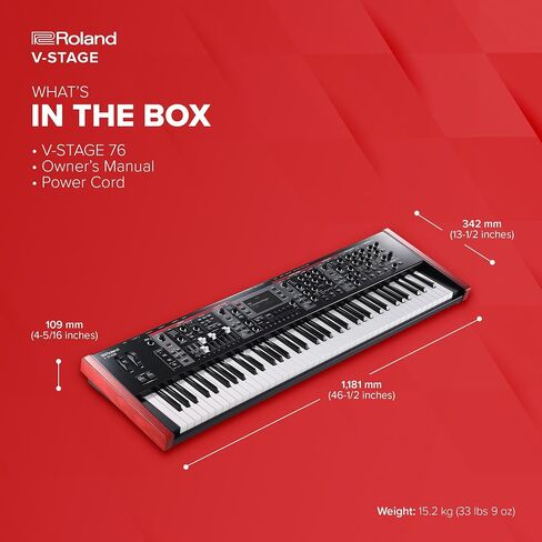Roland V-STAGE 76 | Premium 76-Key Semi-Weighted Digital Keyboard | Ideal for Synth-Focused Players | Four Independent Sound Engines | Advanced Modeling Technology & Sound Customization in Saudi Arabia
