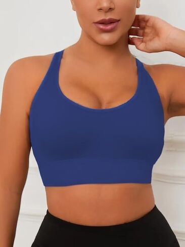 4Pcs Seamless Sports Bras Breathable Nylon Blend, Adjustable Straps & Removable Padding in Saudi Arabia