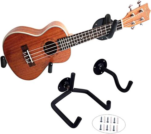 Garneck 2Pcs Metal Wall Mount Guitar Hanger Rack for Ukulele and String Instruments Durable Black Bracket for Acoustic Guitar Display for Home Shop Use in Saudi Arabia