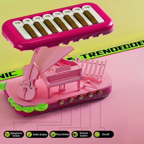 15 Key Pocket Piano Mini Electronic Piano One Click Switching Between 3 Different Tones Illuminated Keys Interesting Portable Music Instrument for Trip Home Camping Outdoors in Kuwait