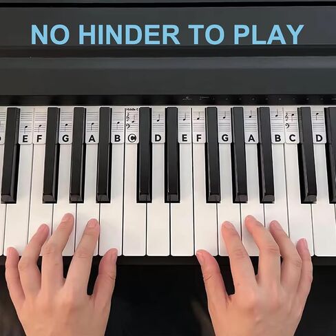 Piano Keyboard Note Labels, Silicone Piano Keyboard Stickers Guide for Beginners, 88 Keys Full Size, No Need Stickers, Reusable (Black) in Saudi Arabia