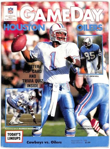 1988 Oilers v Cowboys NFL Program 11/24 Texas Stadium Warren Moon 86553b10 - NFL Programs in Saudi Arabia