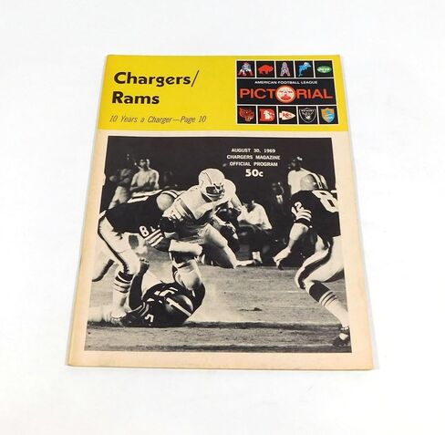 1969 لوس أنجلوس رامز في برنامج سان دييغو تشارجرز لكرة القدم AFL 8-30-69 - برامج NFL in Saudi Arabia