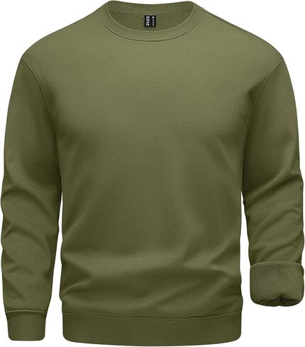 MAGCOMSEN Mens Sweatshirt Fleece Lined Long Sleeve Cotton Crewneck Pullover Winter Warm Casual Thermal Basic Tops in Saudi Arabia