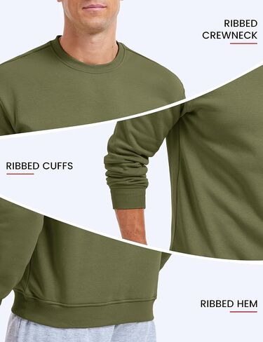MAGCOMSEN Mens Sweatshirt Fleece Lined Long Sleeve Cotton Crewneck Pullover Winter Warm Casual Thermal Basic Tops in Saudi Arabia