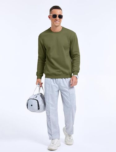 MAGCOMSEN Mens Sweatshirt Fleece Lined Long Sleeve Cotton Crewneck Pullover Winter Warm Casual Thermal Basic Tops in Saudi Arabia