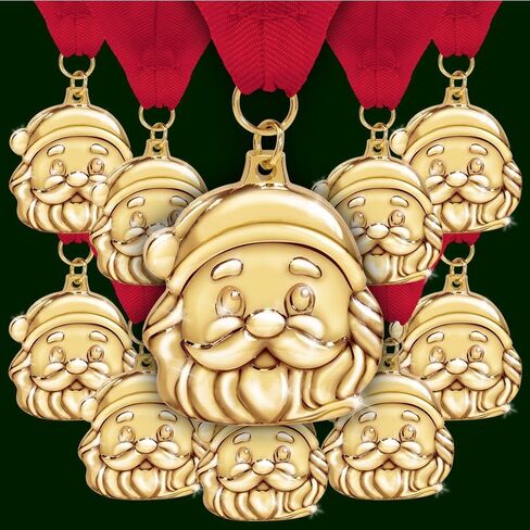 Santa Medals 10 Pack – 2" Gold Holiday Award Medals for Christmas Parties, Winter Events, Holiday Awards, Christmas Game Prizes, and Holiday Contests in Saudi Arabia