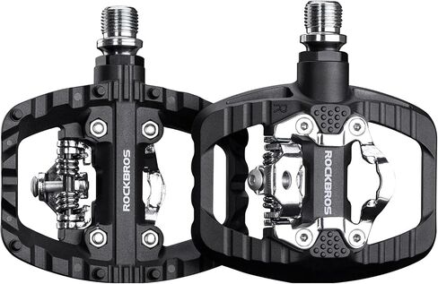 دواسات الدراجة الجبلية ROCKBROS دواسات MTB، دواسة مسطحة واسعة من النايلون مع أظافر غير قابلة للانزلاق، دواسة بدون مشبك محكمة الغلق متوافقة مع SPD، عالمية 9/16 بوصة لدراجة الطريق، MTB in Saudi Arabia